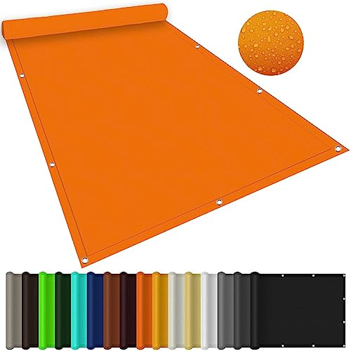 Sonnensegel Rechteckig, 4,5 x 7 m, 100 % Beschattung, 98 % UV-Block, wasserdicht, Terrassenüberdachung für Garten, Strand und Außenbereich - Premium Orange Sonnenschutz Markise