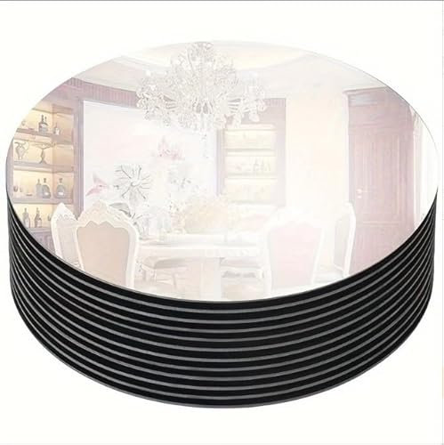 Strehknewen Set di 4 vassoi decorativi rotondi per matrimoni, specchi decorativi dorati, senza punti adesivi, specchi decorativi in acrilico per tavolo, matrimonio, specchio da parete piccolo, rotondo