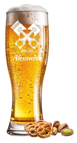 Weizenglas graviert Kolben 0,5l mit Wunschtext Name Jahr oder Spruch - Individuelles Bierglas für besondere Anlässe wie Geburtstag, Jubiläum, Vatertag oder Feier - Gravur frei wählbar