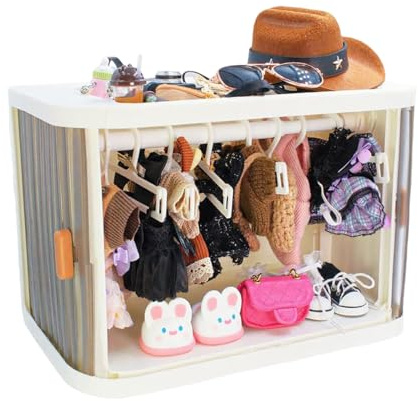 Organisateur de Robes de poupées - Rangement de Robes de poupées | Armoire de Dessin animé | Luxueux vestiaire de Jouets pour collectionneurs pour Desk Bostecasa De Fach