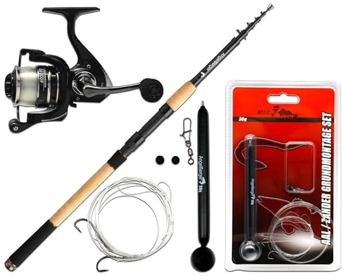 Angel Berger Tele Angelset Grundmontage Rute Rolle Angelzubehör Köderfischmontage Ready2Fish Fishing Set Dead Bait Grundangel Angelset Köderfischangeln