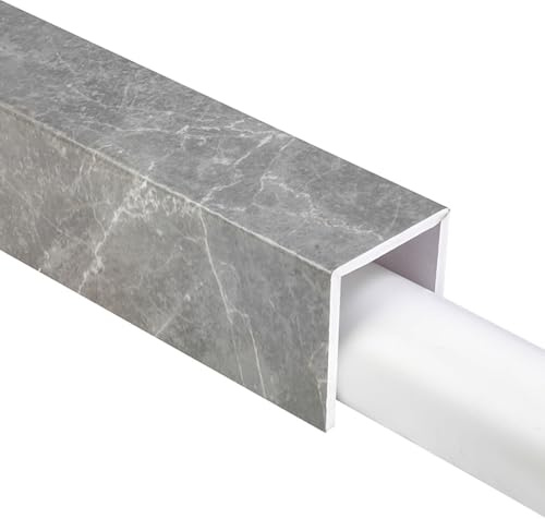 Coperture per tubi dell'acqua da boxe, in plastica, colore bianco, rettangolari, colore grigio, per lavandino del bagno e estrattore a parete, facile da tagliare, dimensioni L50 W e D ed eleganti