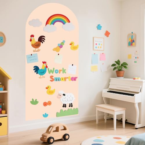 FOTSHARER Magnetische Wandaufkleber 100 x 45 cm Magnetische Kreidetafel Kontaktpapier zum Aufkleben Selbstklebende Magnettafel Aufkleberrolle mit 36 Buchstaben für das Spielzimmer (Milchtee)