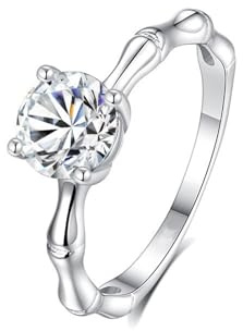 Epinki PT950 Platin Partnerringe, Zierlich Verlobungsring mit Moissanit, Solitärring Platin Echter Schmuck, Gr.53 (16.9)