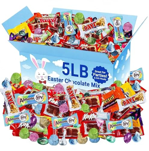 Chocolate Candy Variety Pack Bulk Assorted Individually Wrapped Mini Chocolate Bars 5 lb Mix for Office Break Room Party Gift Baskets Snack Bowls and Shared Spaces