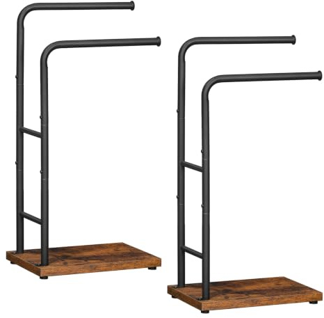 HOOBRO Toallero de Pie, Toallero de Baño con 2 Barra, 40 x 24 x 80,5 cm, Toallero Escalera, Marrón Rústico y Negro EBF24LBP201G1