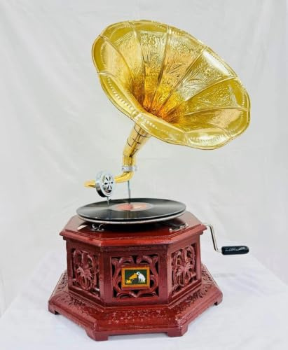 Carillon in stile vintage fatto a mano con grammofono e giradischi funzionante a carica a carica per la casa, decorazione per compleanno, Natale, ufficio, matrimonio, anniversario,