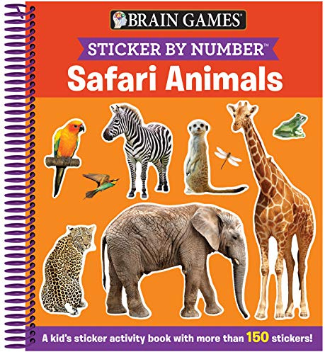 Brain Games - Sticker by Number: Safari Animals (For Kids Ages 3-6): A Kid's Sticker Activity Book With More Than 150 Stickers! (Brain Games - Sticker Activity)