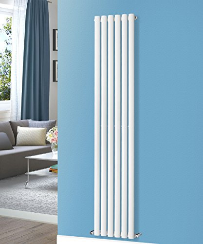 NRG White 1800x354mm Tall Upright Single Oval Panel Column Radiator Designer Vertical Bathroom Central Heating Rads
