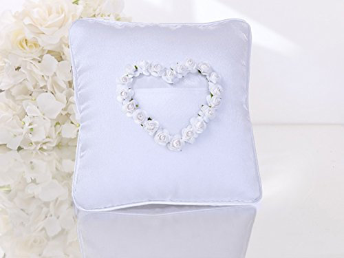 Premium Weddings Ringkissen Hochzeit weiß mit weißem Herz 20x20 cm - Ringkissen Weiss Ringkissen weisses Herz Kissen Trauringe