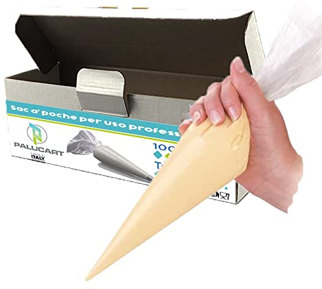 Palucart 100 mangas pasteleras desechables de 53 cm, transparentes, desechables para tartas, decoración de tartas