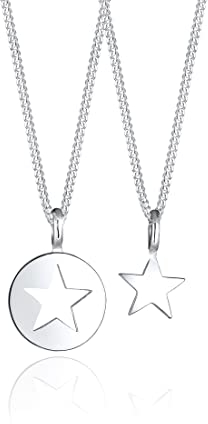 Elli Halskette Damen Set Stern Cut-Out Anhänger Mutter Kind in 925 Sterling Silber
