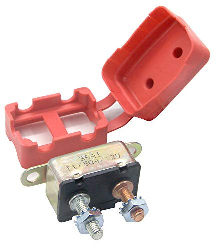 RKURCK 12V 50 Amps Circuit Breaker Automatic Reset for Automotive RV Marine Boat with Protective Red Boot Cover (50A)
