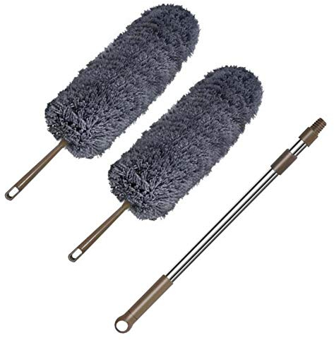 ZSHYP Plumeau Poussiere Telescopique, Plumeaux DéPoussiéRant Perche D’Extension avec Manche Lavable Microfibre Parfait pour La Maison, La Voiture