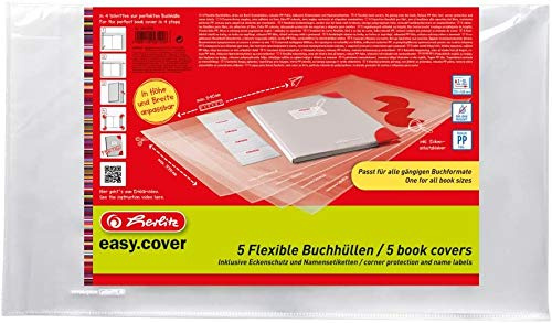 Herlitz 50014750 Buchhülle Easy Cover, 10 Stück im Polybeutel