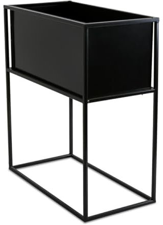 HowHomely Schwarz Blumenständer Metall - Pflanzenständer 50 cm Hoch mit Metall Box 44x24x20 cm - Blumentopfständer im Loft-Stil für die Hausdekoration