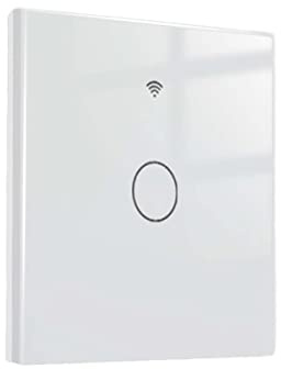WiFi-Wandschalter, quadratisch, 86 x 86 mm, europäischer Standard, WiFi 2,4 G + RF 433 MHz + Touch, kompatibel mit Amazon Alexa und Google Home (Weiß, 1 Touch Gang)