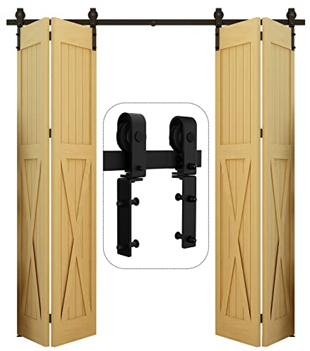 WOLFBIRD 6FT/1.83M Bifold Schiebetürbeschlag für doppelt gerichtetes Beschlagsystem, Falten Bifold Door Kit Geeignet für Türöffnungen von 150–160 cm(Ohne Türverkleidungen)