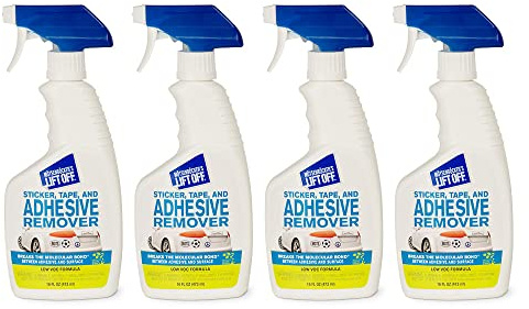 Motsenbocker's Lift Off 45706-4PK Sticker, Tape, and Adhesive Remover Safely Removes Stickers, Pinstriping, Adhesives and More from Vehicles, Boats, RVs, Brick, Concrete and More, 16 Fl Oz, Pack of 4