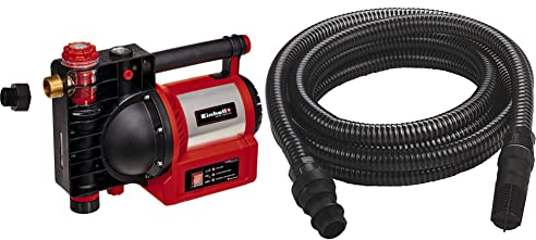 Einhell Gartenpumpe GE-GP 1246 N FS (1.200 Watt, 4.6 l/h, 5 bar Förderdruck, Wasserfüll-/Schmutz-/Sauganzeige) & Saugschlauch 4 m (4 m Länge, Kunststoffanschluss 42 mm, 5-teilig, Kunststoff)