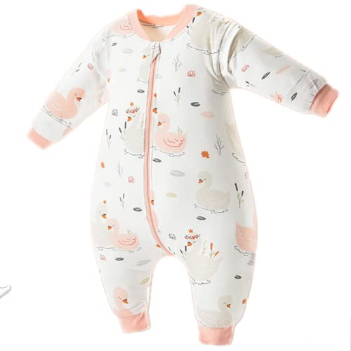 Daysskk Sacco nanna con piedi per bebè 9-18 mesi, sacco nanna con gambe per neonato invernale con maniche staccabili, sacco nanna invernale per neonato con piedi 2,5 Tog, abbigliamento invernale per