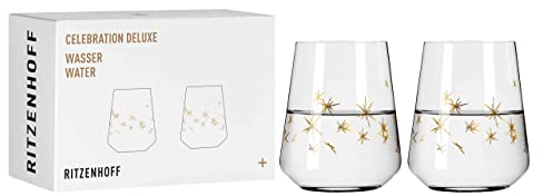 RITZENHOFF 6141013 Wasserglas 500 ml - Serie Celebration Deluxe Set Nr. 3, 2 Stück mit Echt-Gold - Made in Germany