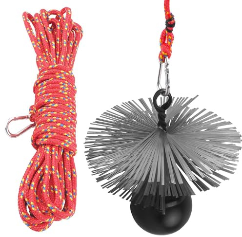 BAUSTER® Schornsteinbesen Seil: 10m / Zuggewicht: 1,3kg / Kaminbesen: 150mm Zuggewicht Schornsteinreinigungsset Zugseil Flexstange Rußbesen Schubstange Kaminbürste Reinigungsset Kaminbesen