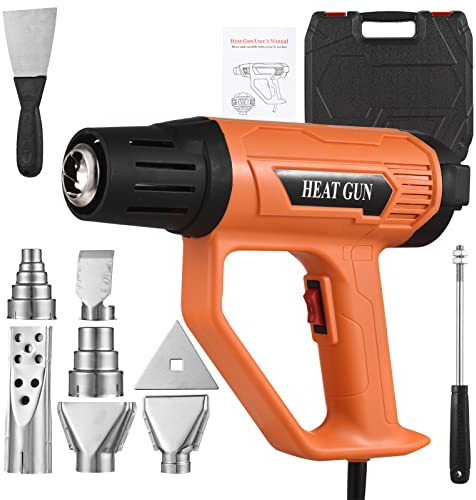 HUIOP Kit de Pistolet à Chaleur 2000W Pistolet à air Chaud Industriel Chauffage Rapide LCD Souffleur de Chaleur Portable à température contrôlée électrique Température réglable 50~650 ℃ Outil de pis