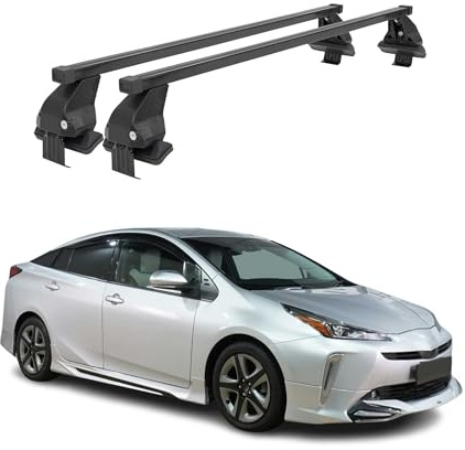 OMAC Barres de Toit transversales en Acier pour Toyota Prius+ XW50 2016-2021 – Antivol Inclus – Testées City Crash – DIN 75302:2019 – ISO/Pas 11154:2006 – Charge Max 50 kg Noir