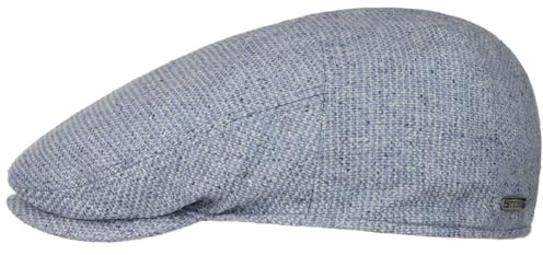 Stetson Viando Silk Driver Flatcap Mütze Seide Baumwolle Klassischer Stil Herren Frühjahr Sommer Made in Germany blau 57 cm