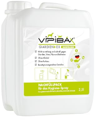 ViPiBaX Giardien Ex Hygiene-Spray Nachfüllpack 2,5L für Hund, Katze & Co - Geruchsentferner - Hygiene-Spray Nachfüllpack- Effektive Desinfektion gegen Giardien, Viren, Pilze & Bakterien