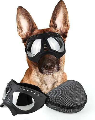 ATUBAN Hundebrille, große Hunde-Sonnenbrille, große Rassen, winddicht, schneefest, Augenschutz, Hundebrille für Outdoor, Autofahren, Radfahren