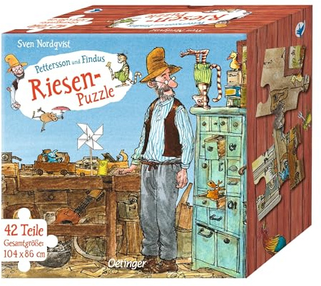 Pettersson und Findus. Riesen-Puzzle. Petterssons Tischlerschuppen. 42 Teile, Gesamtgröße 104 x 86 cm: Großformatiges Puzzle ab 3 Jahren mit 42 stabilen Puzzleteilen