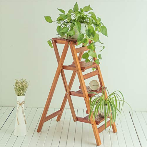 AAMNA Taburete Plegable con peldaños, Escalera, Soporte para Flores, Estante, Taburete de Madera Maciza, peldaños de Biblioteca, Escalera, Silla, Cocina, Uso de Oficina, Herramienta de jardín para