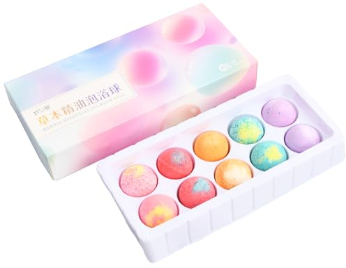 Natuce 10 Pezzi Bombe da Bagno Fatto a Mano da Oil Essenziali Naturali, Pediluvio Palle Effervescenti Arricchite, Bath Bomb Trattamento Spa Fragrante, Idea Regalo per Donna e Bambina Compleanno