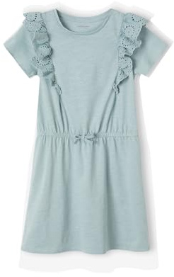 Vertbaudet Mädchen Volantkleid graugrün 146/152