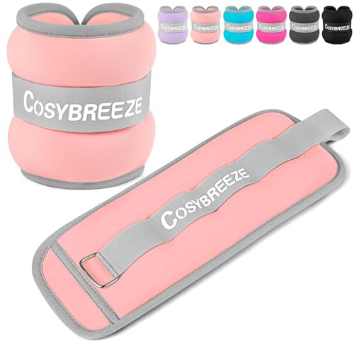 Cosybreeze Gewichtsmanschetten Fuß Gewichte für Beine und Arme Fußgewichte und Fußgelenkgewichte für Fitnessstudio Bewegung Laufen Joggen 1kg 1 Paar Gewichtsmanschetten Hand, Hellrosa