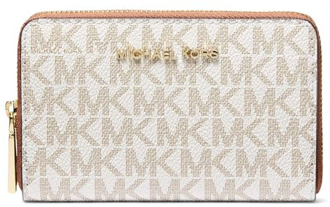 Michael Kors Jet Set Kleines Kartenetui mit umlaufendem Reißverschluss, Goldfarbene Hardware/Vanille/Gepäck, Einheitsgröße