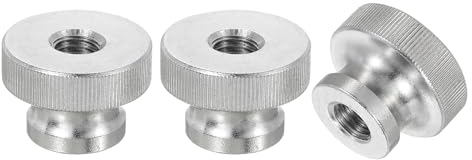 QUARKZMAN Gerändelte Daumenmuttern, 3 Stück M10 x D30mm x H20mm Edelstahl Runde Knöpfe Befestigungselemente Durchgangsloch Hand Schraubenmutter Silber für 3D Drucker Teile