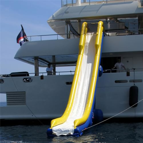 Gueploer Giant Water Inflatable Yacht Water Slide with Safety Net And PVC Inflatable Pillars Suitable for Leisure Water Parks,19.6Ft/6M
