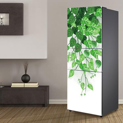 Adesivi per frigorifero decorativi 3d, adesivo per frigorifero che copre completamente la porta del frigorifero copre adesivi murali per decalcomanie da cucina, molla con foglie verdi