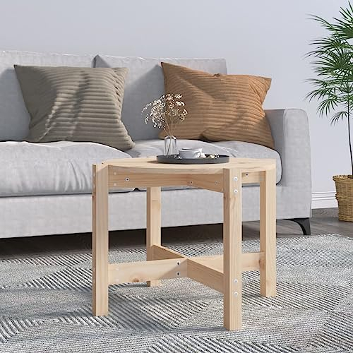 FOZICV Couchtisch Aus Holz Kleine Tische Couchtisch Runder Beistelltisch Kleiner Wohnzimmertisch Modern Bedside Table Sofatisch Mini Tisch Massivholz Kiefer 62.5x62.5x45 cm