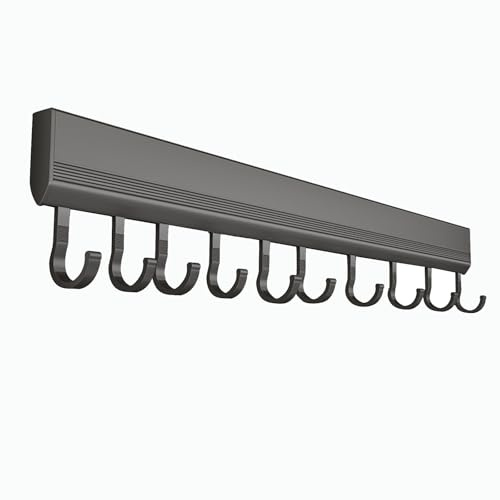 Global-Daily Kitchen Utensils Holder Wall Mounted, Utensil Rack with Sliding Hooks, Self Adhesive Utensil Hanging Rail (50cm)