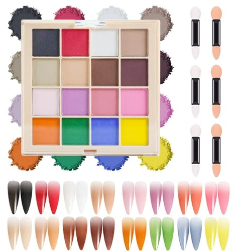 MKNZOME 16 Farben Pigment für Nägel, Weiß Rot Schwarz Rosa Pigmente Nägel Nagel Pulver für Nail Art DIY Nail Design, Nagelkunst DIY Basteln Schminke Deko