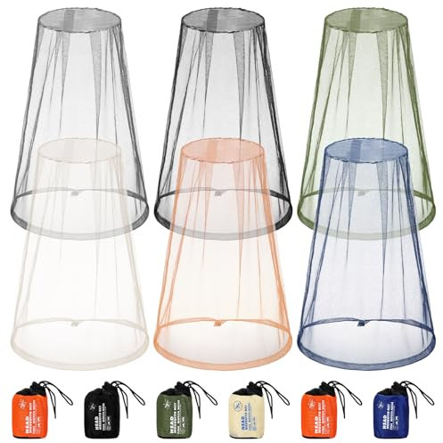 HESTYA 6 Pack Mosquito Head Net Mesh for Hiking & Outdoors Bug Face Netting Over Hat Fishing Gear Insect Protection for Camping, Hiking and Outdoor Adventures(Multicolored)