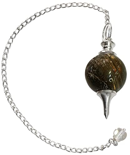 AUOQKQUT Pendule d'urine Verte, Boule d'urine Verte Naturelle, Pendule en Pierre, Cristal de sourcier for la radiesthésie décoration d'intérieur(Color:Labradorite)