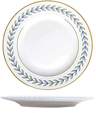 ABNNHK Frühstücksteller aus Keramik mit Goldrand, Steakteller mit Blumenmotiven, Dessert- und Salatteller, Essteller für Familie und Restaurant. Essteller aus Keramik