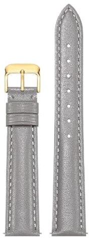Qgsaghty Leder-Uhrenarmband, 10mm–22mm, Herren- und Damen-Uhrenarmband aus Rindsleder, Uhrenkette, goldene Dornschließe, Grau, 10mm