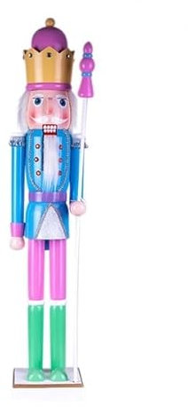 COSE DA CASA Soldato Schiaccianoci in Legno Dipinto a Mano Grande 106cm Decorazione Candy New Rosa Celeste Bianco Verde