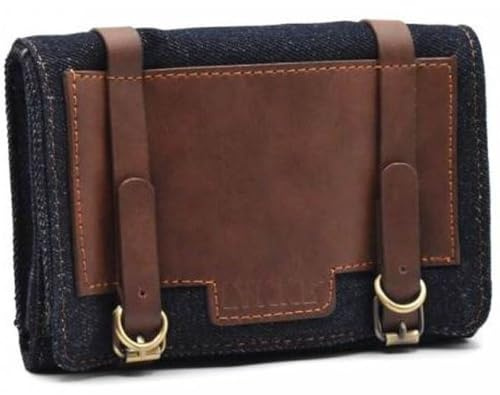 LYKKE Taylor Nadeletui (leer) für 12,7 cm Spitzen, veganes Leder und Denim, Schokoladenbraun
